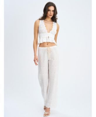 Raina Cotton Eyelet Straight Pants