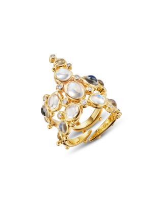 18K Yellow Gold Royal BM Blue Moonstone & Diamond Sea Star Ring