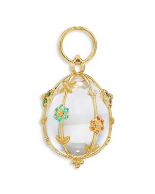 18K Yellow Gold FJ Crystal, Multi Gemstone & Diamond Large Rainbow Fiori Amulet Pendant