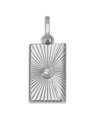 Sterling Silver Groovy Diamond Envelope Hinged Charm Pendant