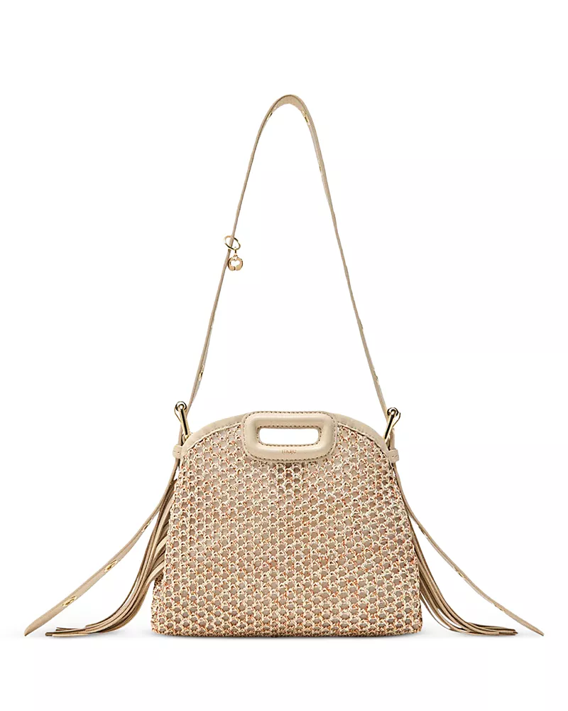 Maje Miss M Mini Leather Mesh Crossbody Bag