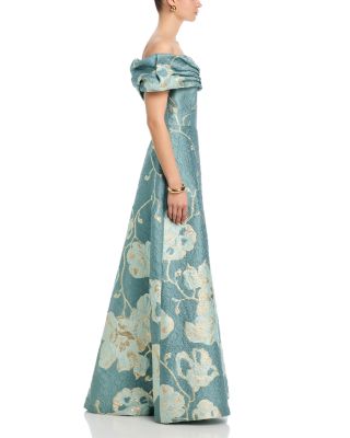 Off the Shoulder Jacquard Gown
