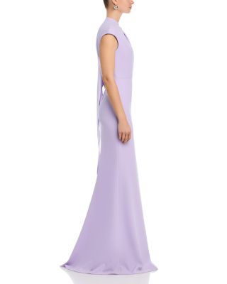 Crepe Asymmetrical Side Drape Cape Gown