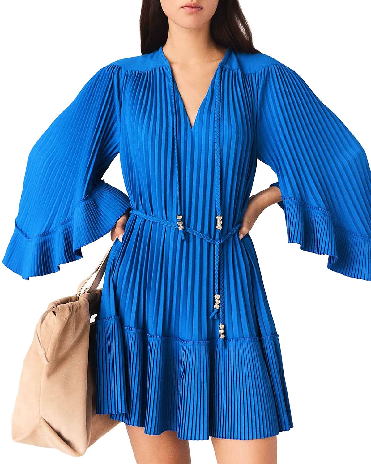 Maje Rilaje Short Pleated Dress