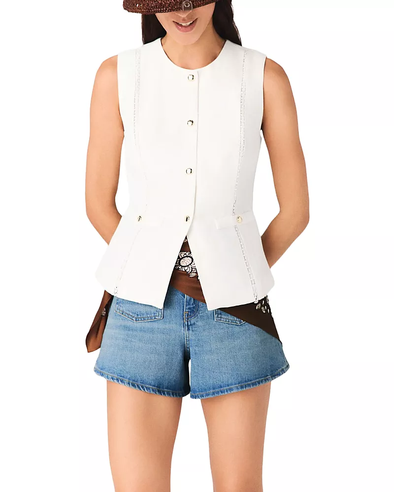 Maje Leena Linen Blend Waistcoat