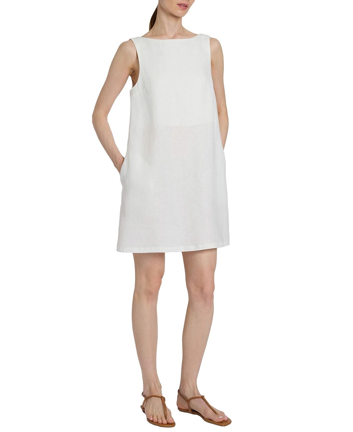 Santorelli Jaclyn Sleeveless Shift Linen Dress