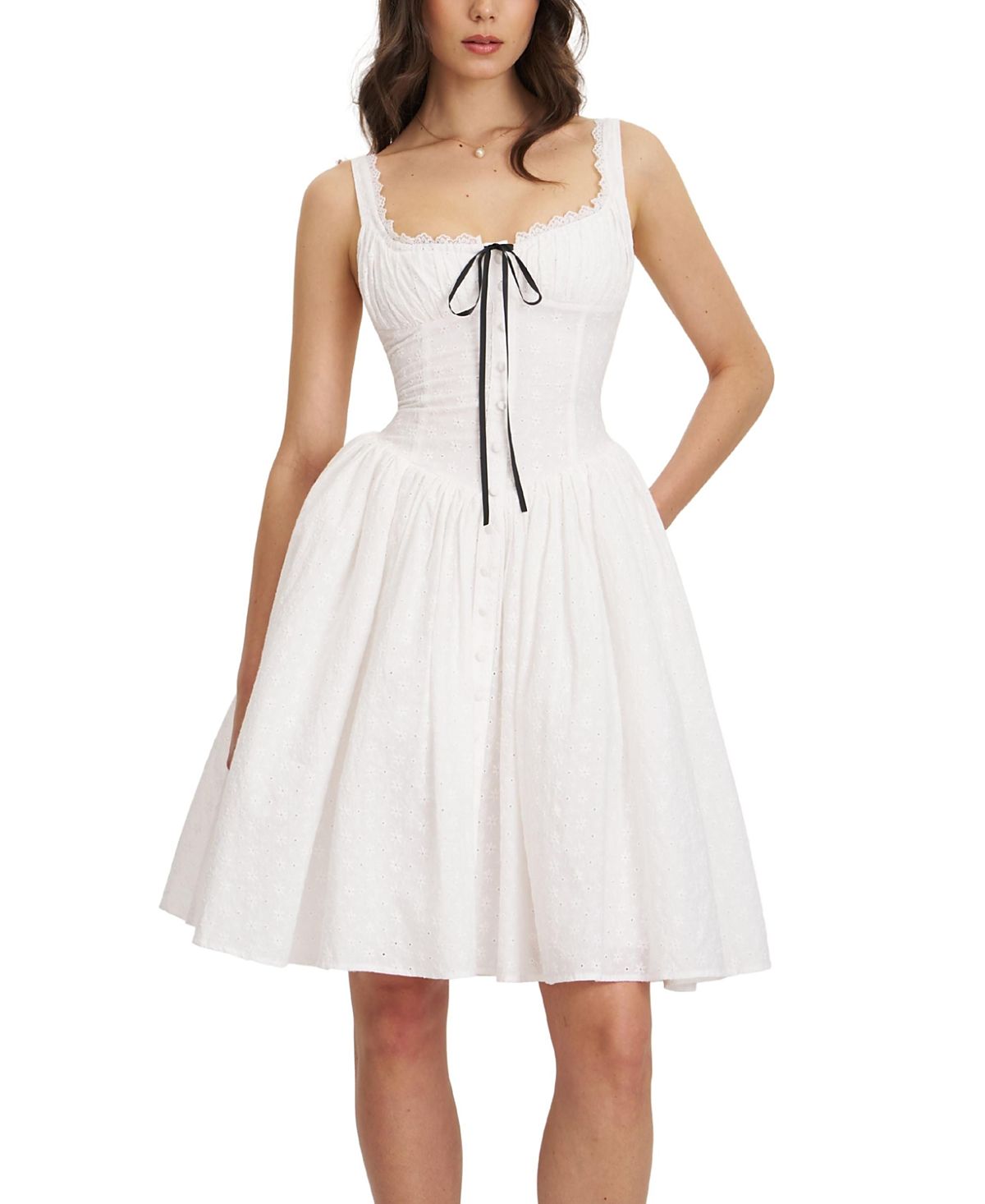 Miss Circle Madison Cotton Eyelet Square Neck Midi Dress