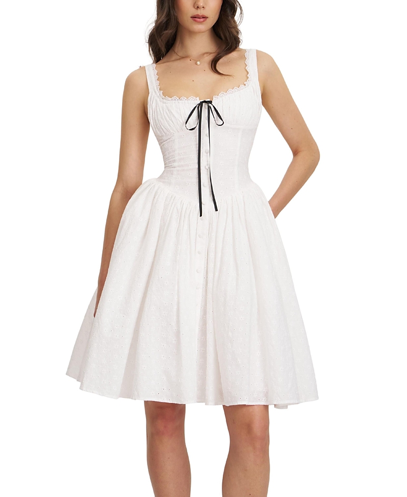 Miss Circle Madison Cotton Eyelet Square Neck Midi Dress