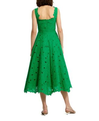  Embroidered Floral A Line Sleeveless Midi Dress