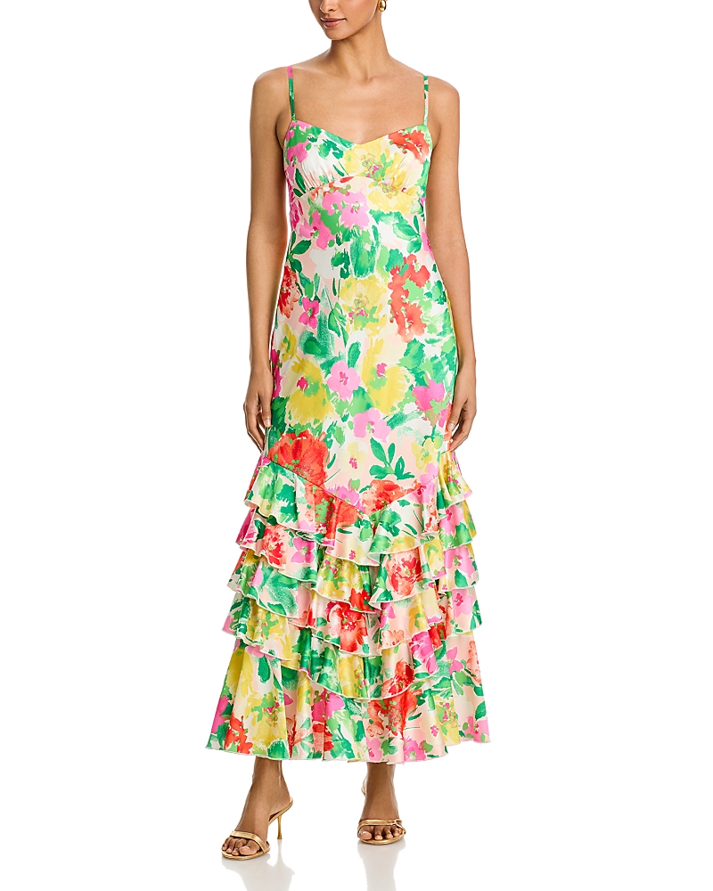 Aqua Floral Ruffle Maxi Dress - Exclusive