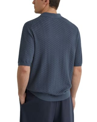 Slim Fit Airforce Blue Textured Polo Shirt