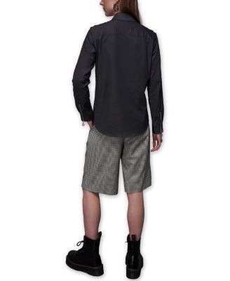  The Essential Long Sleeve Oxford Zip Up Shirt