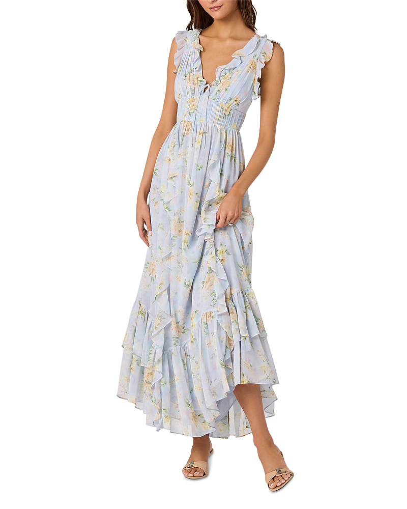 Astr the Label Sleeveless Ruffled Flowy Floral Print Maxi Dress