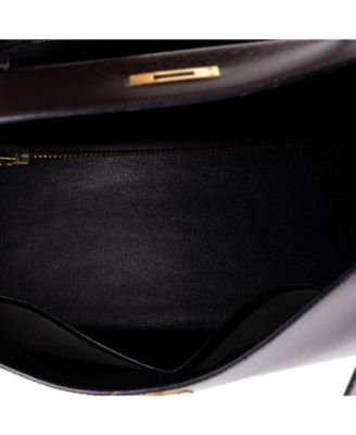 Kelly 32 Handbag Black Box Calf with Gold Hardware