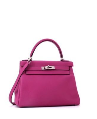 Kelly 28 Handbag Pink Togo with Palladium Hardware