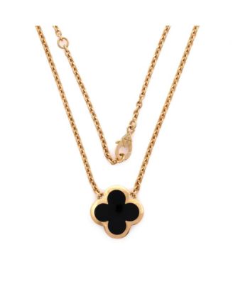  Pure Alhambra Pendant Necklace 18K Gold and Onyx, 18.5"