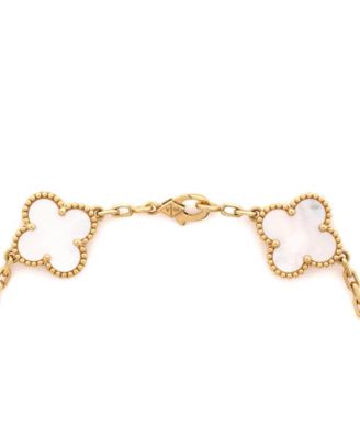  Vintage Alhambra 5 Motifs Bracelet 18K Gold and Mother of Pearl