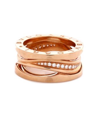  B.Zero1 Design Legend Zaha Hadid Three Band Ring 18K Rose Gold with Diamonds
