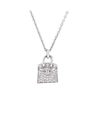 Birkin Amulette Pendant Necklace 18K White Gold and Diamonds, 15.5"