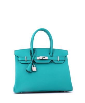 Birkin 30 Handbag Blue Epsom with Palladium Hardware