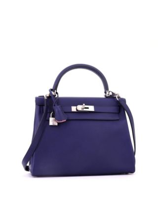 Kelly 28 Handbag Verso Evercolor with Palladium Hardware