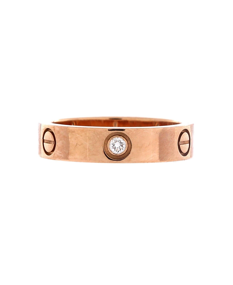 Pre-Owned Cartier Love 3 Diamonds Band Ring 18K Rose Gold with Diamonds