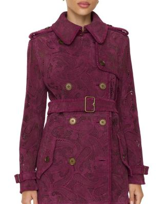 Short Paisley Suede Foxfield Trench Coat