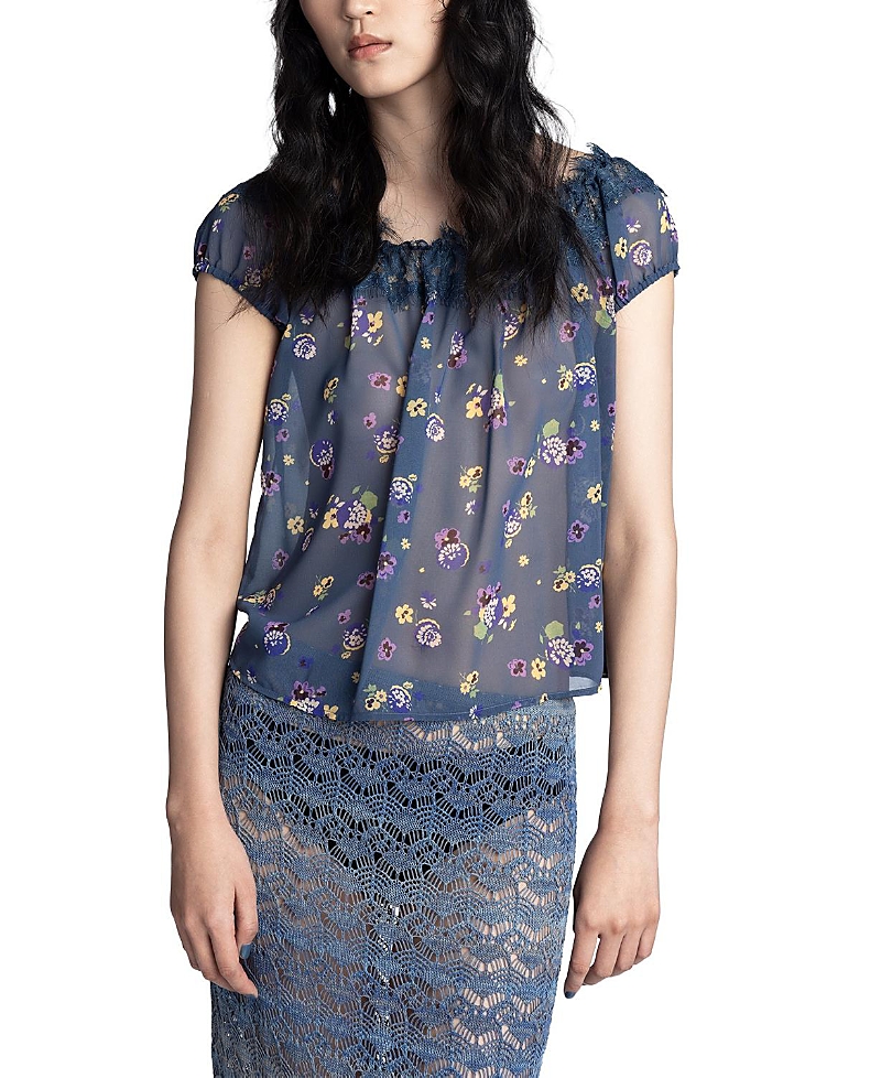 Anna Sui Night Blooming Chiffon Top