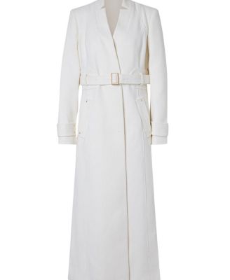 Wool Notch Neck Belted Maxi Coat