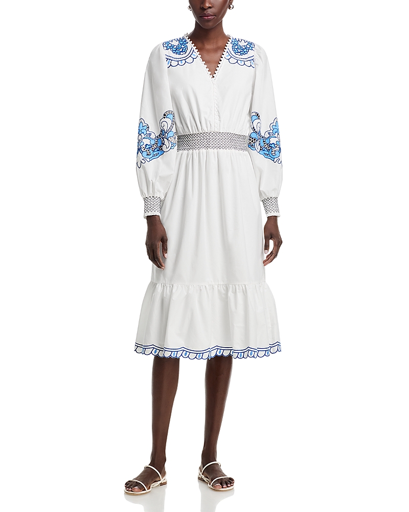 T Tahari V Neck Tiered Dress
