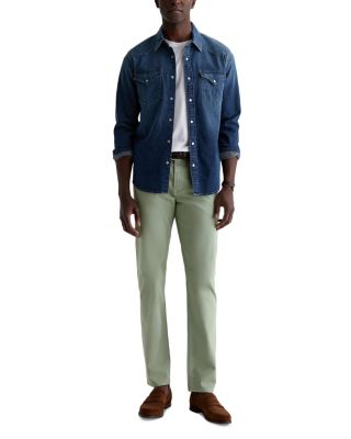 Tellis Slim Fit 34" Twill Pants in Faded Moss