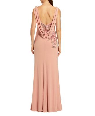  Sleeveless Jersey Cowl Neck Gown With Beading