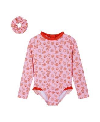Girls' Long Sleeve Rashguard with Srunchie - Little Kid