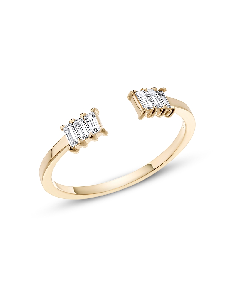 Lana 14K Yellow Gold Diamond Baguette Cuff Ring