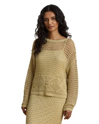 Pointelle Knit Linen Blend Sweater