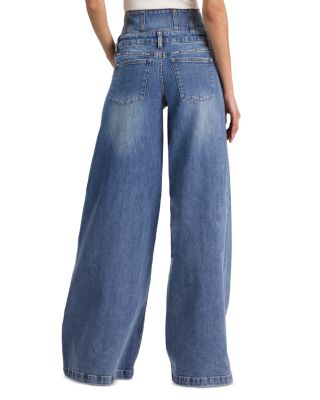 Whit Mid Rise Corset Button Jeans in Brooklyn Blue