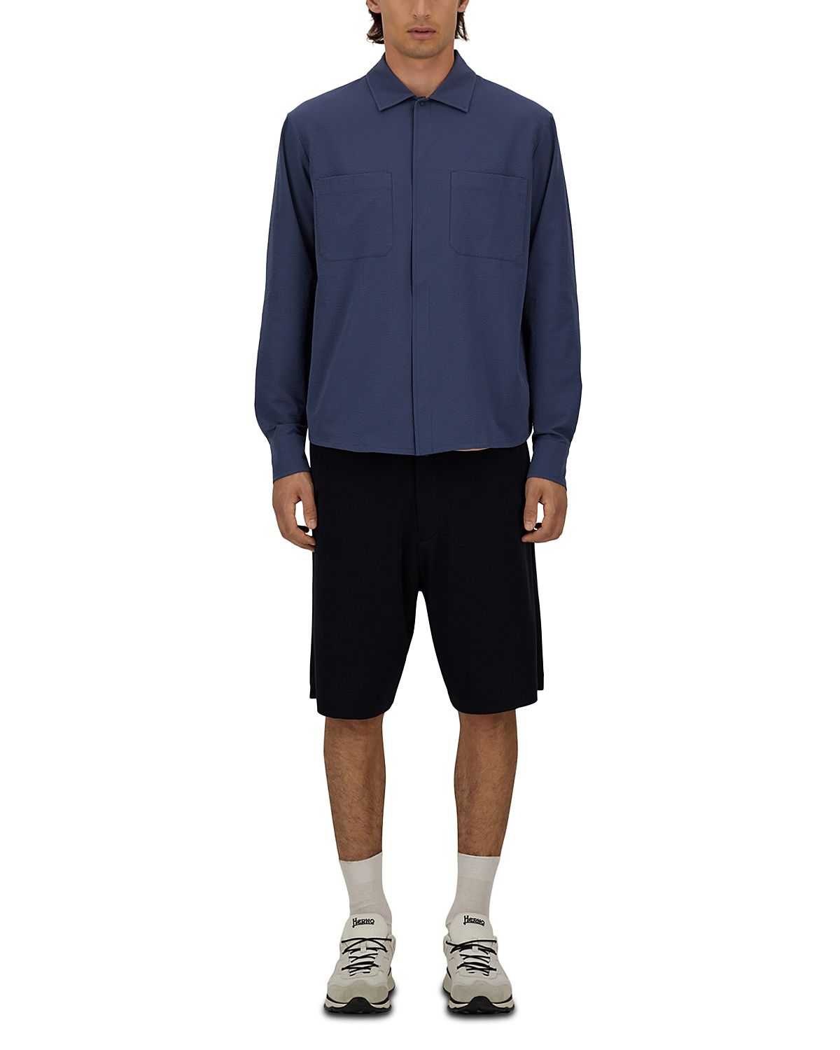 Herno Seersucker Shirt Jacket with Chest Pockets