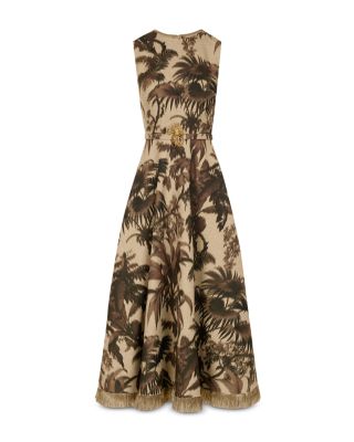 Large Chine Palm Leaves Dress