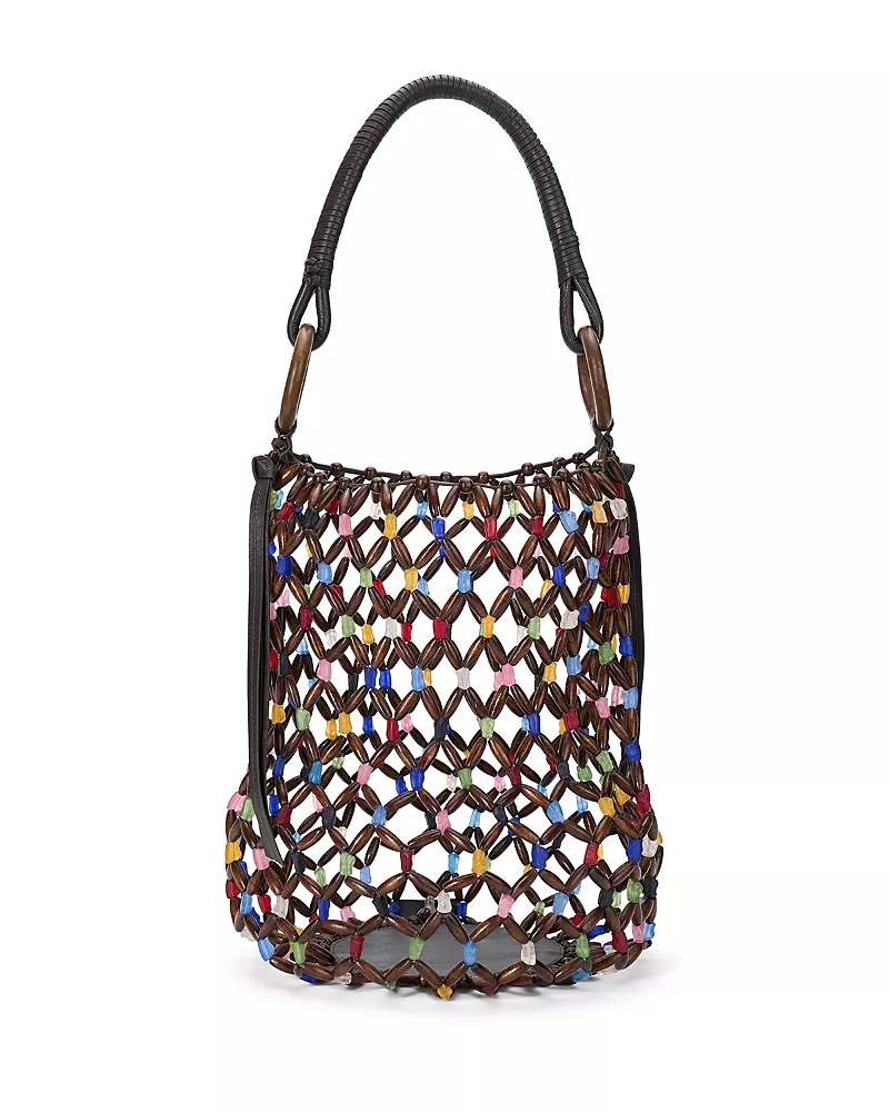 Staud Del Mar Beaded Leather Bucket Bag