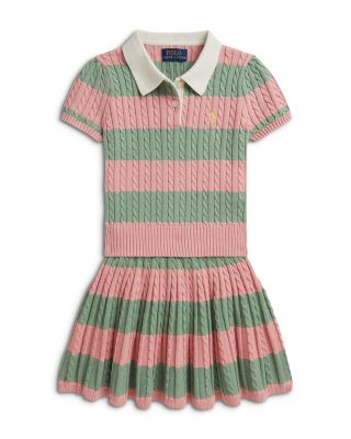 Polo Ralph Lauren Girls' Striped Cable Cotton Sweater & Skirt Set - Little Kid