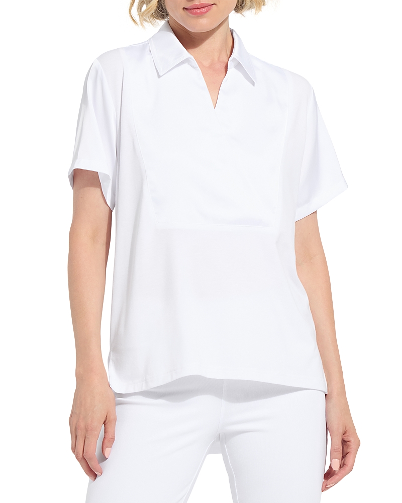 Lysse Safira Shirt Collar Mixed Media Top