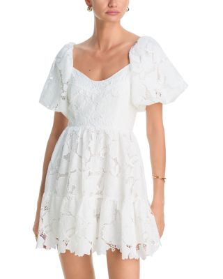 Embroidered Eyelet Puff Sleeve Mini Dress - Exclusive