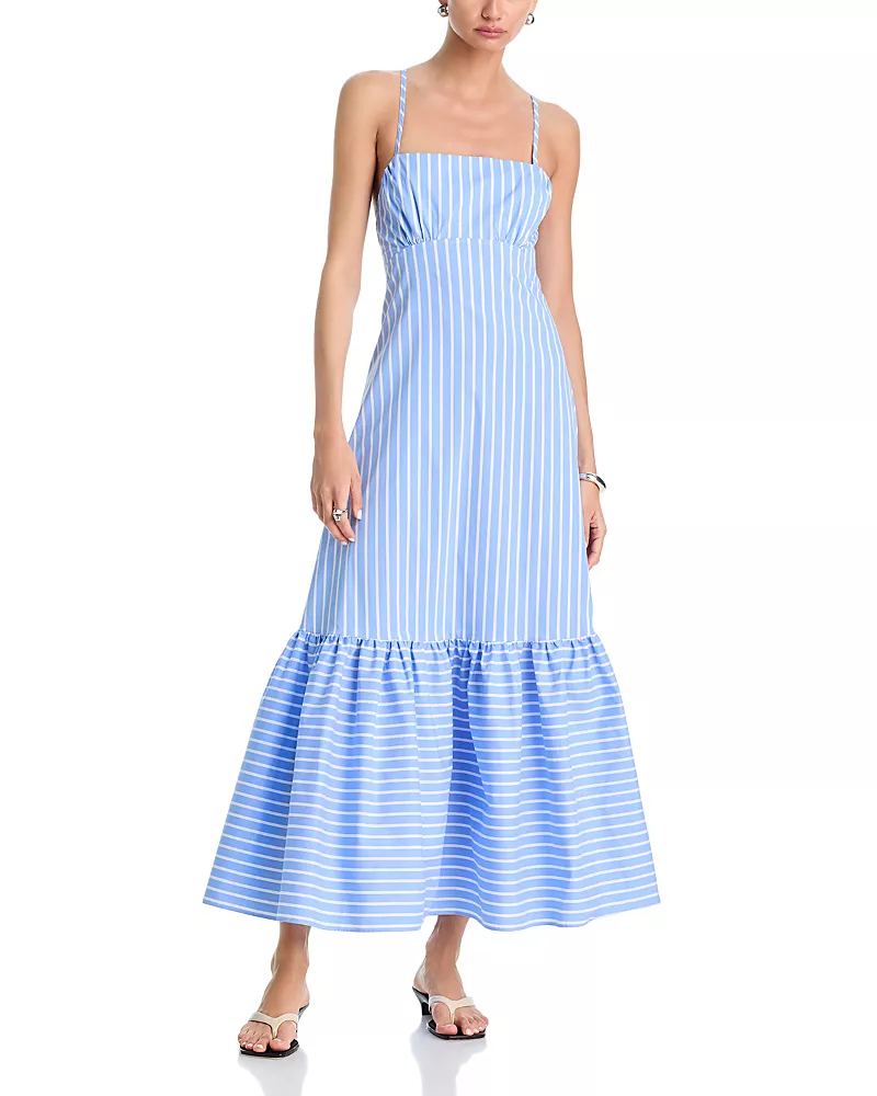 Aqua Stripe Open Back Maxi Dress - Exclusive