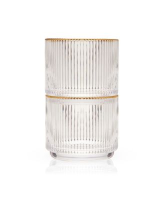  Meridian Crystal Gold Rimmed Lowball Tumblers, Set of 2