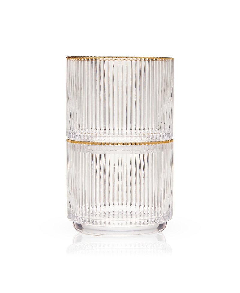 Viski Meridian Crystal Gold Rimmed Lowball Tumblers, Set of 2