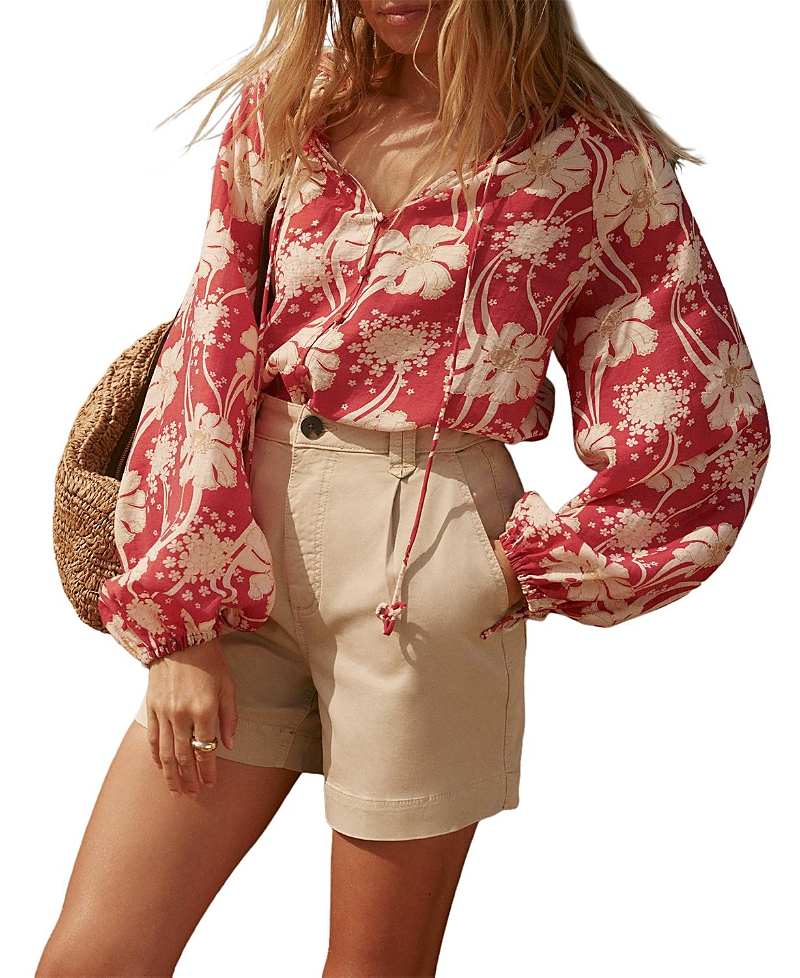 Mint Velvet Women's Floral Tie Neck Long Sleeve Blouse