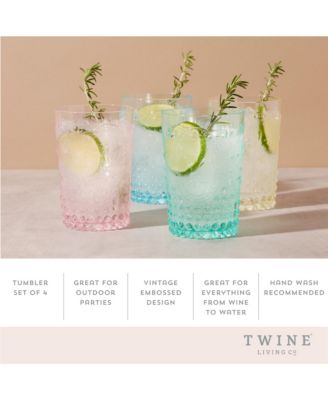  Shatterproof Acrylic Embossed Tumblers in Assorted Colors, Set of 4