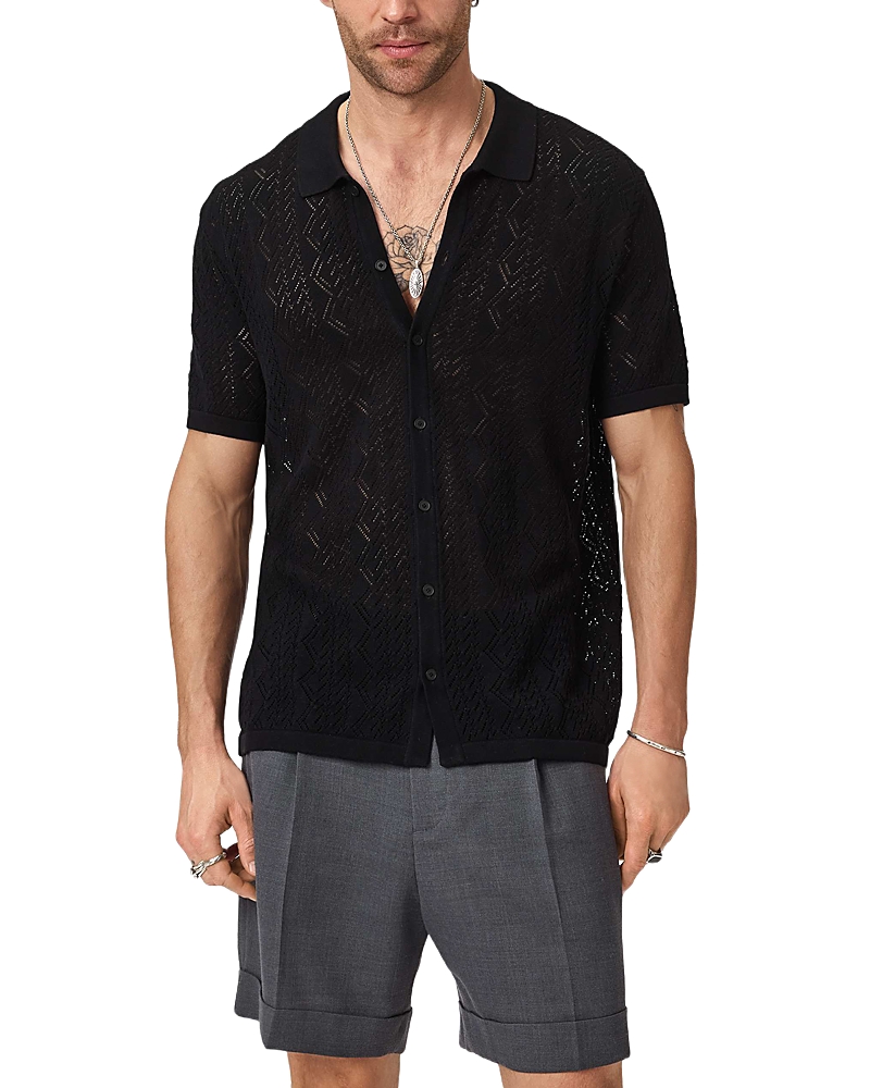 John Varvatos Emil Short Sleeve Pointelle Sweater Shirt