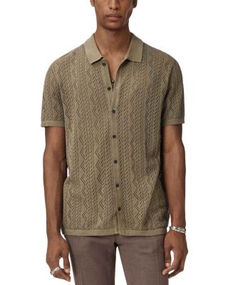 John Varvatos Emil Short Sleeve Pointelle Sweater Shirt
