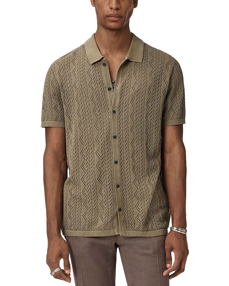 John Varvatos Emil Short Sleeve Pointelle Sweater Shirt